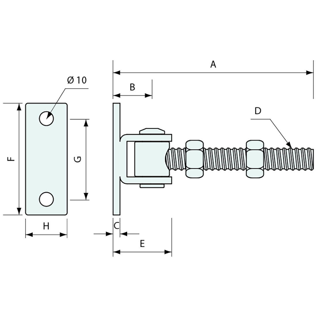 Gate Hinge Through Post 200kg
